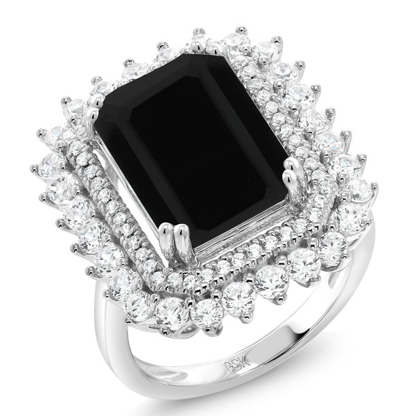 Gem Stone King 5.60 Cttw Black Onyx Ring For Women