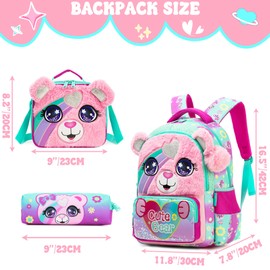 Meetbelify Cute School Backpacks for Girls Backpack with Lunch Bag for Elmentary Students Kids Travel Bookbag for Girls Age 6-12