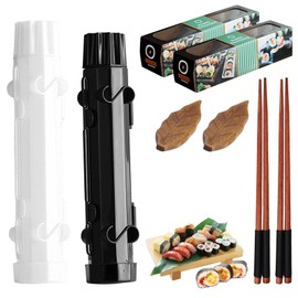 GOMETY Sushi Maker, Sushi Set to Make Yourself with Bamboo Mat and Sticks, 8-Piece Sushi Bazooka Set, Sushi Roller Multifunctional for Beginners, Easy to Clean for Party, Home, Picnic