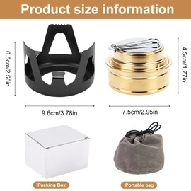 Dulynva Mini Alcohol Stove Alcohol Stove for Backpack, Lightweight Camping Stove Brass with Aluminum Stand for Camping Hiking Black