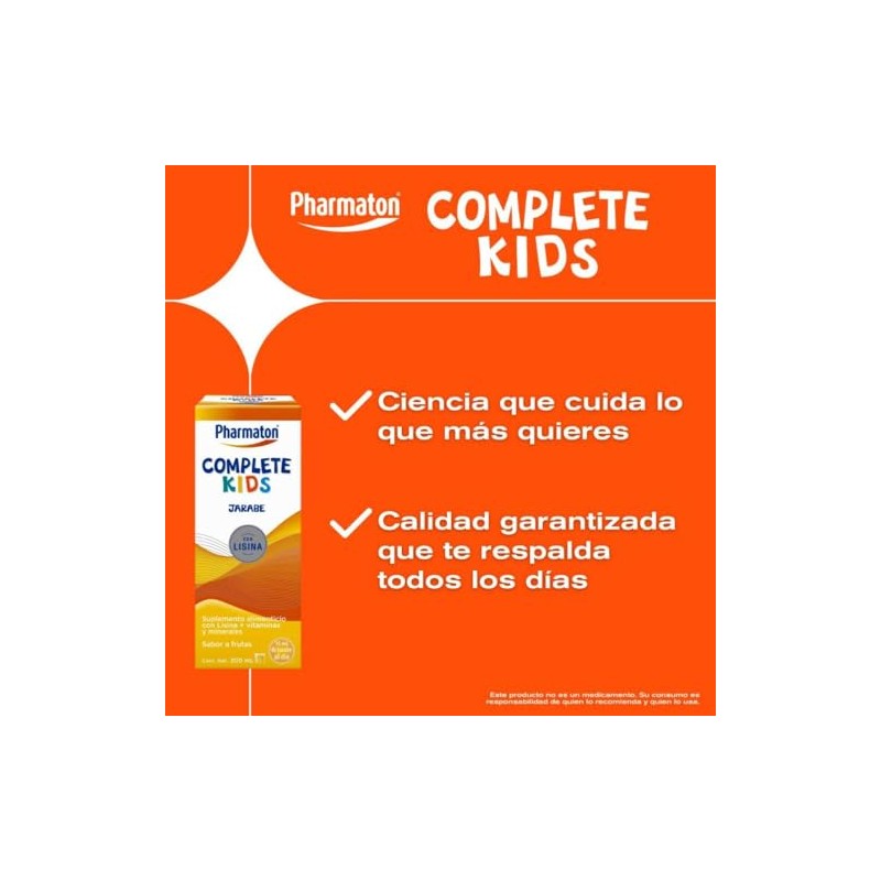 Pharmaton Complete Kids suplemento alimenticio con lisina y vitaminas, 400ml