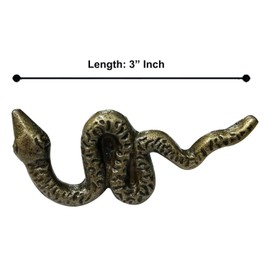 Perilla Home Set of 6 Decorative Snake Shape Copper Knobs for Room Kitchen Cabinet Hardware Cupboard Door Knobs Dresser Wardrobe and Drawer Pulls (Antique Gold)
