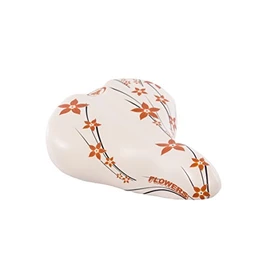 BICYCLE BIKE SADDLE LEATHER Women for 24 - 26 - 28 inch bicycles - HAPPY FLOWERS beige - MADE IN ITALY