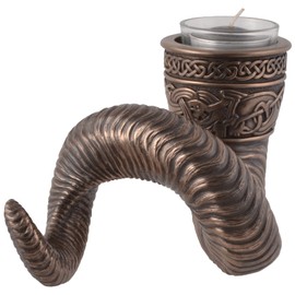 Veronese Germanic Tea Light Holder Ram's Horn Bronzed