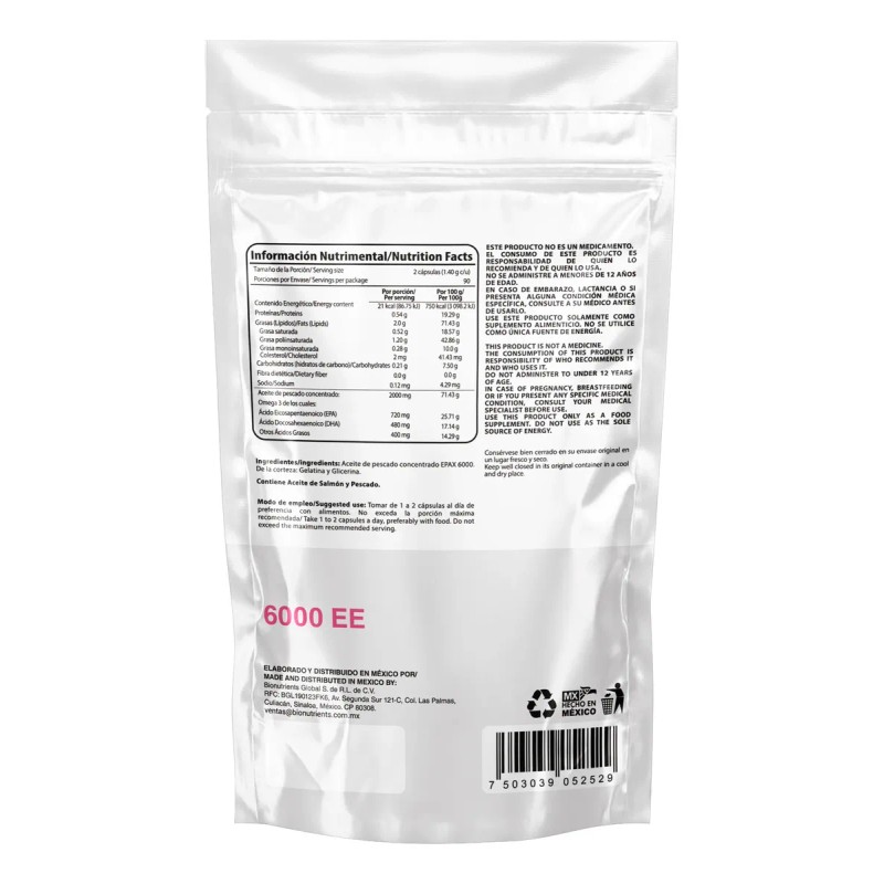Omega 3 Epax 180 Cápsulas 1080mg Epa 720mg Dha Wellthy