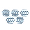5pcs Table Mats Geometric Hex Shape Hollow Silicone Blue Insulation