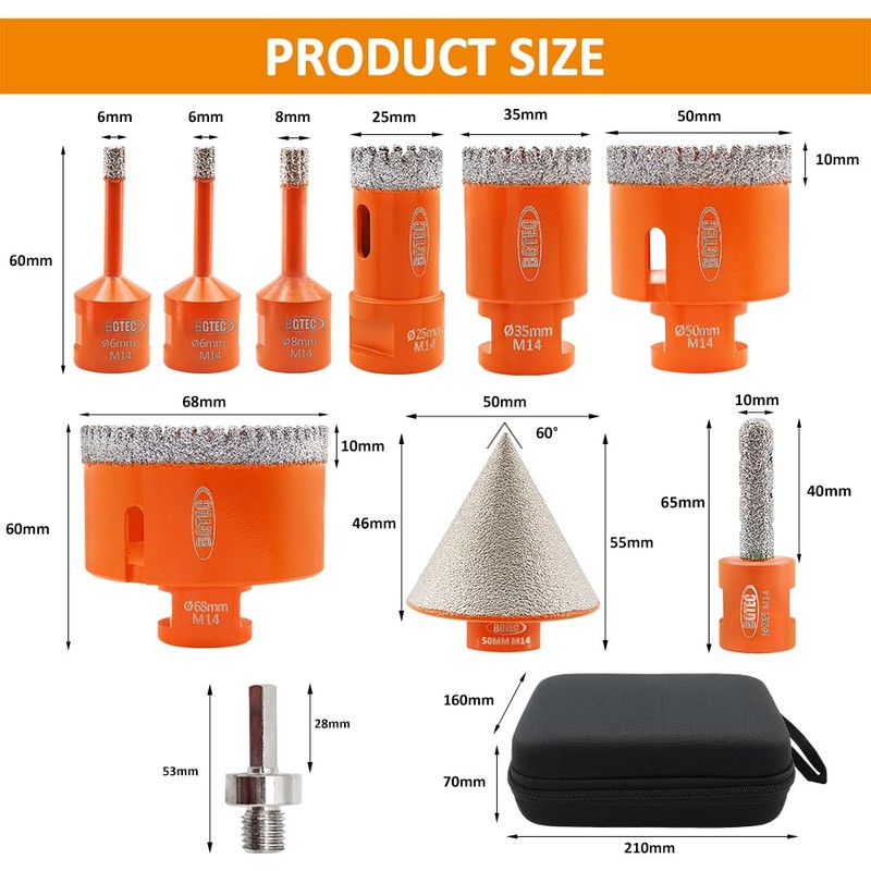 Diamond Core Drill Kit BGTEC Diamond Hole Saw Tile Cutter,