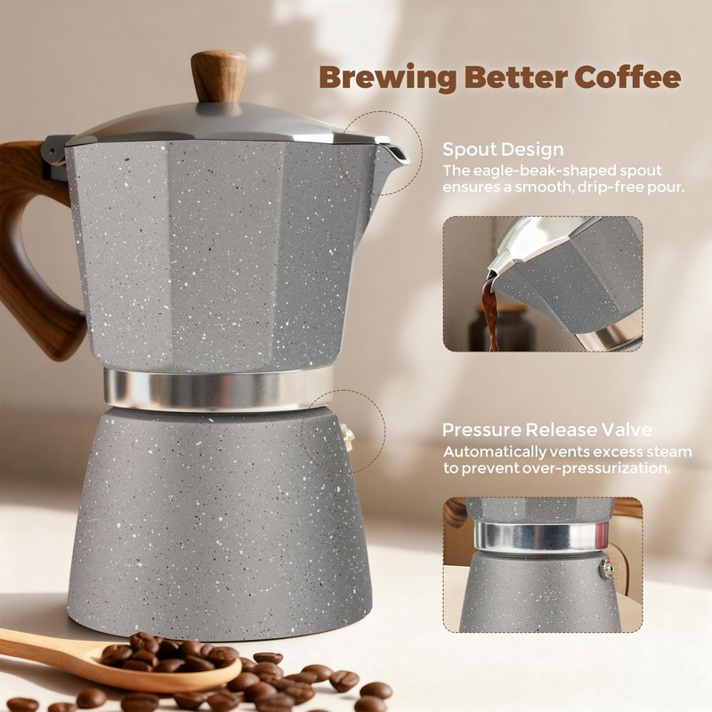 ShanSon Moka Pot Stovetop Espresso Maker 3 Cup 5 oz