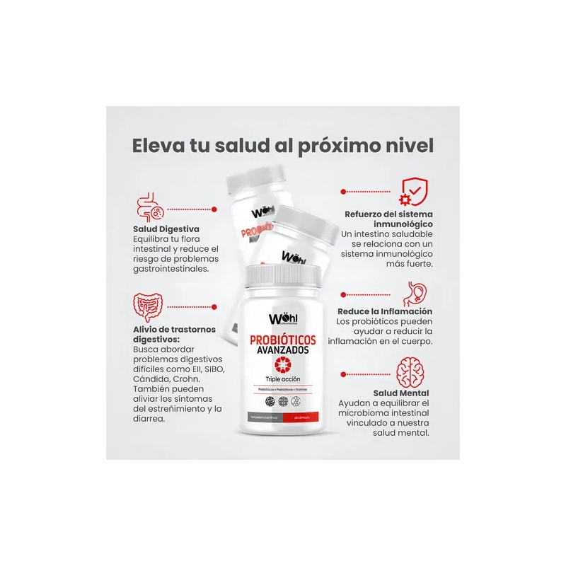 Probióticos Cápsulas Laboratorios Wöhl 6 Frascos Enzimas y Prebiótico