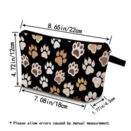 YULUENZE Paw Pattern Makeup Bag Cute Small Organizer Bag with Zipper Paw Pattern Cosmetic Bag Aesthetic Birthday Present for Women Friends -1