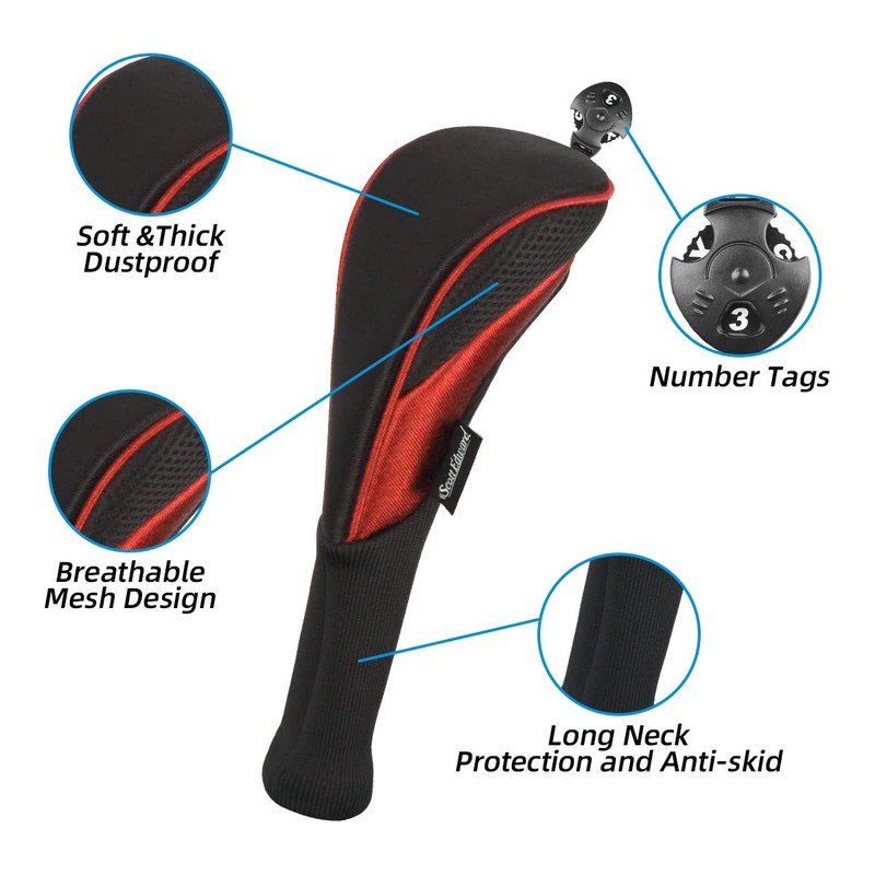 Scott Edward Pack of 3 Golf Hybrid Headcovers with Interchangeable