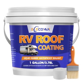 Elecoman RV Roof Coating, White Liquid Rubber RV Roof Sealant– 1 Gallon Kit Camper Roof Sealant,Waterproof & Reflective Flexible Roof Coating for RVs, Campers, Trailers, Motorhomes,Roof Leak Repair