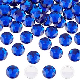 FINGERINSPIRE 60Pcs 20mm Flat Back Round Acrylic Rhinestone Blue Self-Adhesive Round Jewels Large Plastic Gems Embelishments Stick On Jewels Crystal Circle Gems for Costume Making Cosplay Crafts