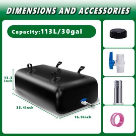 MXQMKL 113 L/30 gal Water Bladder Storage Containers, Foldable Portable Water Tank Large Capacity Soft Water Bag, Drought Resistance, Fire Prevention, Emergency Water