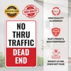 1PC No Thru Traffic Dead End Sign, 18 x 12