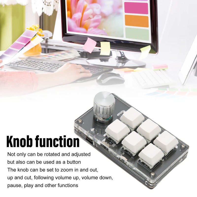 6 Key Mini Keypad with Knob Blue Switch Wired USB