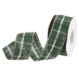 DMiotech 1.6 Inch 10 Yards Gingham Ribbon, Polyester Buffalo Checkered Ribbon Plaid Ribbon for Gift Wrapping Christmas Decoration Art Craft DIY, Dark Green And White