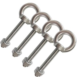 AIVOOF Shoulder Eye Bolt, 4 Pack M10 Stainless Steel Shoulder Eye Bolts 2.75" Eye Bolts Heavy Duty EyeBolts Screws in Eye Hooks with Washer and Nuts Muti-Function for Indoor Outdoor,Thread 70mm