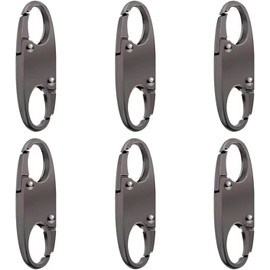 6 Pack Zipper Lock Clips - Backpacking Essentials Dual Opening S-Hook Pulls - Mini Snap Hooks for Luggage, Backpacks & Travel Gear - Anti-Theft Accessories for Camping & Fishing (Silver)