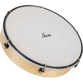 XDrum HTM-10K 10 Inch Hand Drum with Plastic Fur - Frame Drum with Polyester Fur - Tunable with 6 Tension Hooks - Maple Wooden Frame - Ergonomic Handle - Natural
