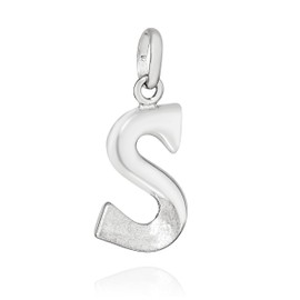 NKlaus Pendant Letter 925 Silver Partially Matt Rhodium-Plated 15 x 9 mm Alphabet Amulet, Sterling Silver
