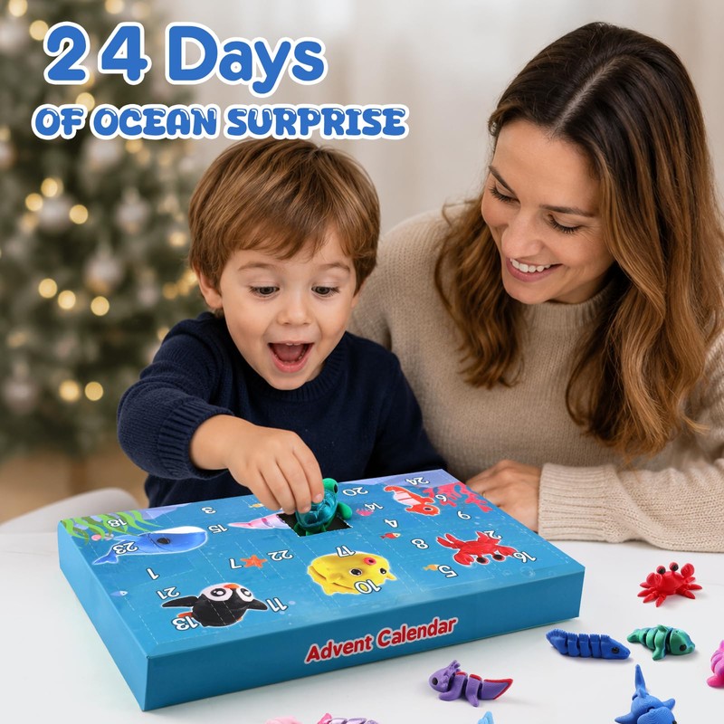 Advent Calendar 2026, 24-Day Countdown Calendar with 3D Printed Sea
