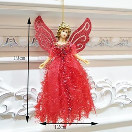 YYCFB Fabric Angel Christmas Tree Topper Christmas Doll Hanging Angel Christmas Tree Topper Fairy Angel With Wing For Christmas Decorations