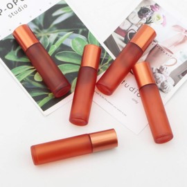 Botella de vidrio enrollable, botella de aceite esencial recargable de 10 ml con bola de acero Stianless, paquete de 10, Naranja