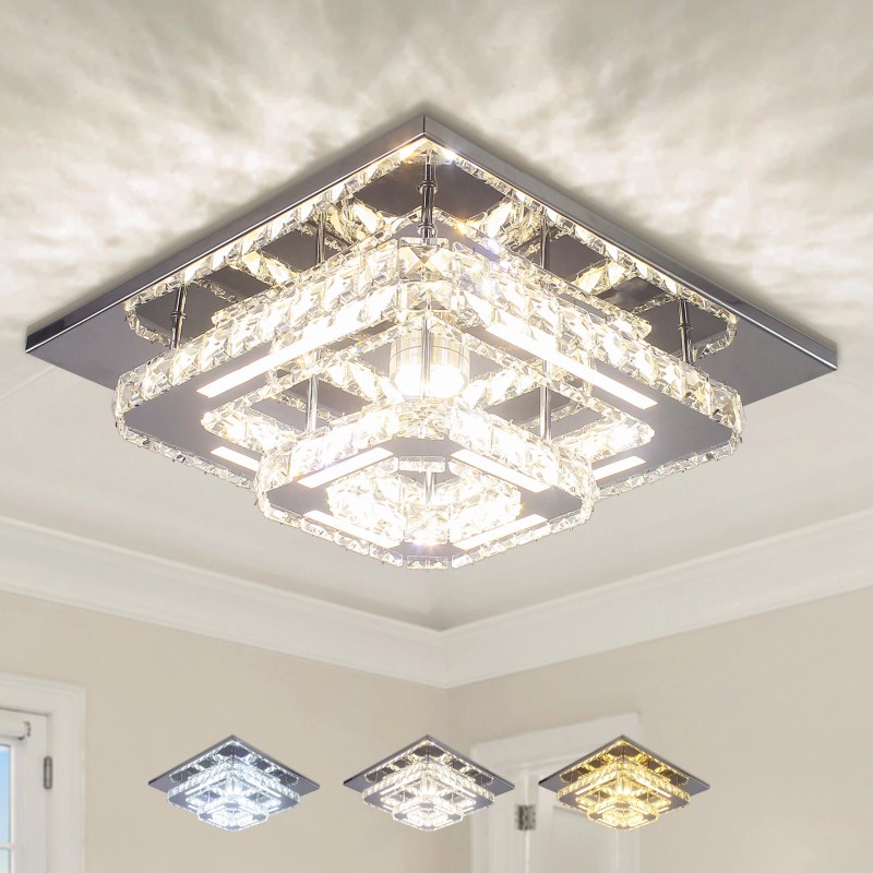 Dimmable Crystal Led Ceiling Light 2 Layers CE Certificate Modern