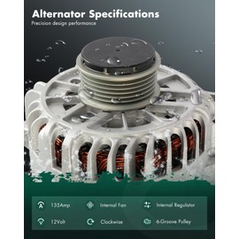 SCITOO SCITOO Alternator Fits for Ford for Expedition 5.4L 2005-2006,for Lincoln for Navigator 5.4L 2005-2006 12V 135Amp CW 6-Groove Pulley 8444N 5L7T10300BB 5L7TBB 5L7Z10346BA 6L7T10300BA 6L7TBA 6L7Z10346B