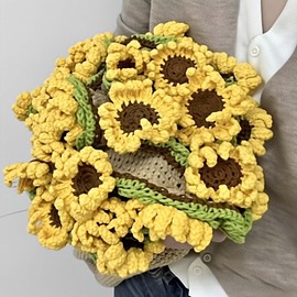 THMINS Crochet Kit for Beginners Blanket | Sunflower Blanket Crochet Kit | DIY Floral Yarn Kit with Hook & Video Tutorial– Sunflower