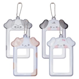 NICENEEDED 4 PCS Cute Puppies Photocard Holder, 3 Inch Kpop Photo Card Holder Cartoon Dog Photo Frame, Photo Card Holder Chain Pendant ID Card Photocard Case