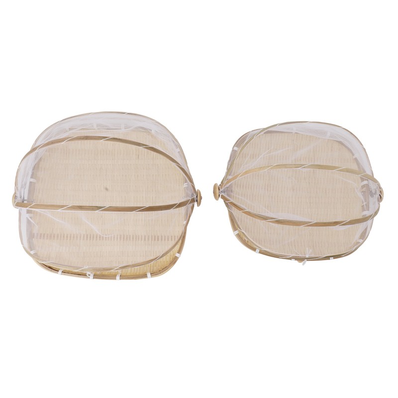 2Pcs Food Serving Tent Basket Fly Skeeter Insect Resistant Bamboo
