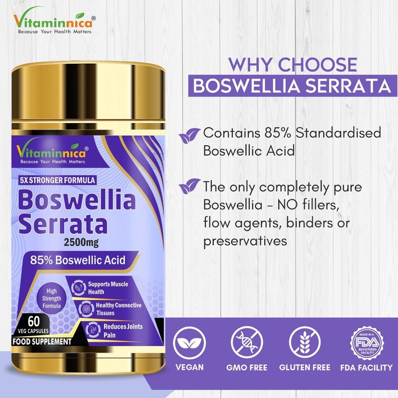 Vitaminnica Boswellia Serrata Capsules (2500mg 5:1 Extract)- 60 Vegan Capsules,