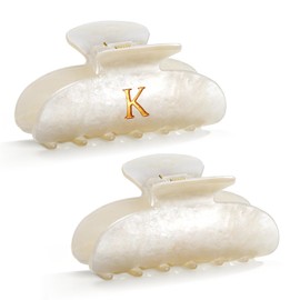CWJCYTNSN 2 PCS Acrylic Letter Hair Clips for Women Non-slip Glitter Claw Clips for Thick Thin Hair Stylish "K" Hair Claw Teacher Hair Clips Elegant Hair Accessory Girls Large Hair Clip