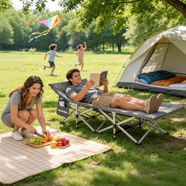 Ouwxim Camping cots for Adults,Cots for Sleeping,Cushion and Pillow, Camping Tent cot,High Weight Capacity, Compact Storage,with Carry Bag,Ideal for Outdoor Camping, Office use,Napping, Beach Trips