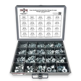 Case Hardened Serrated Hex Flange & Large Flange Lock Nuts Zinc Assortment - 777 Pieces