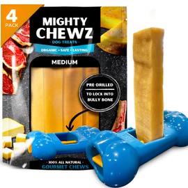 MIGHTY CHEWZ Yak Chew Holder Pack, Medium (4 Pieces) - Includes Yak Cheese Holder for Safe, Secure and Smarter Chewing. Also a Bully Stick Holder Too!