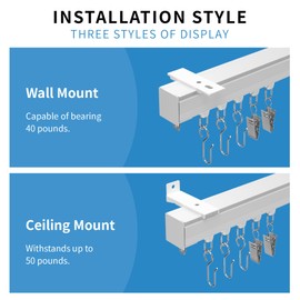 RUIMS 3FT Ceiling Curtain Tracks Ceiling Wall Mounted Heavy-Duty Aluminum Alloy Rails Room Divider Ceiling Curtain Track, Privacy Guard for Living Room Bedroom Room Shower Divider(White)