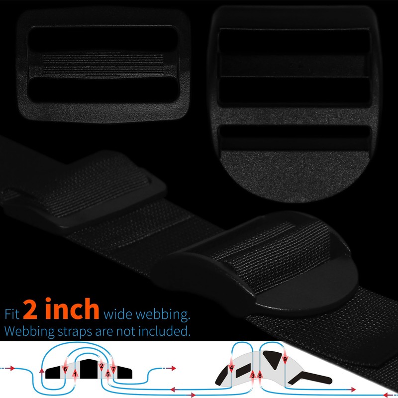 Slider Buckle for 2" Webbing Strap: 4 Set Ladder Lock