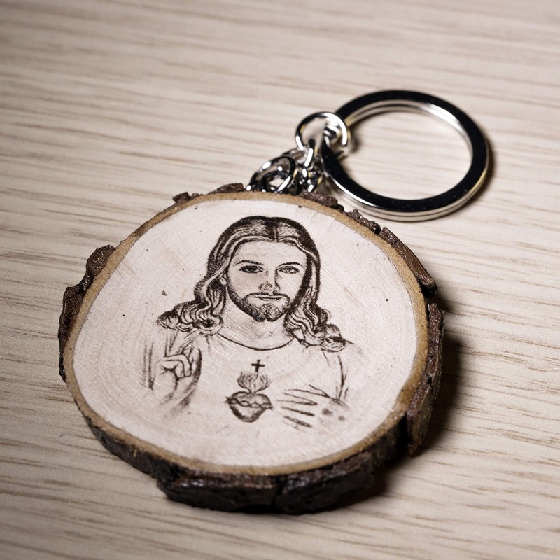 Nazzaret the Savior Jesus Christ Natural Wood Keyring - Christian