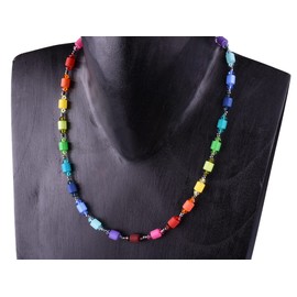 Adi-Modeschmuck Delicate Polaris necklace 'Caren', cylinder beads made from original Italian Polaris, polished glass beads and smallest brass beads, handmade in Berlin, Glass Stainless Steel Polaris