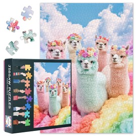 Jigsaw Puzzle - Rainbow Alpacas Art, Puzzles for Adults 1000 Piece (Fantasy Animals Series), Challenging Jigsaw Puzzles for Adults 1000, Educational Games Home Decoration (27.5"x19.7")