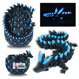 Steered Dragon & 3D Printed Dragon Egg - Fantasy Decoration Fidget Toy Unique Gift Idea Indoor Nursery Glow in the Dark