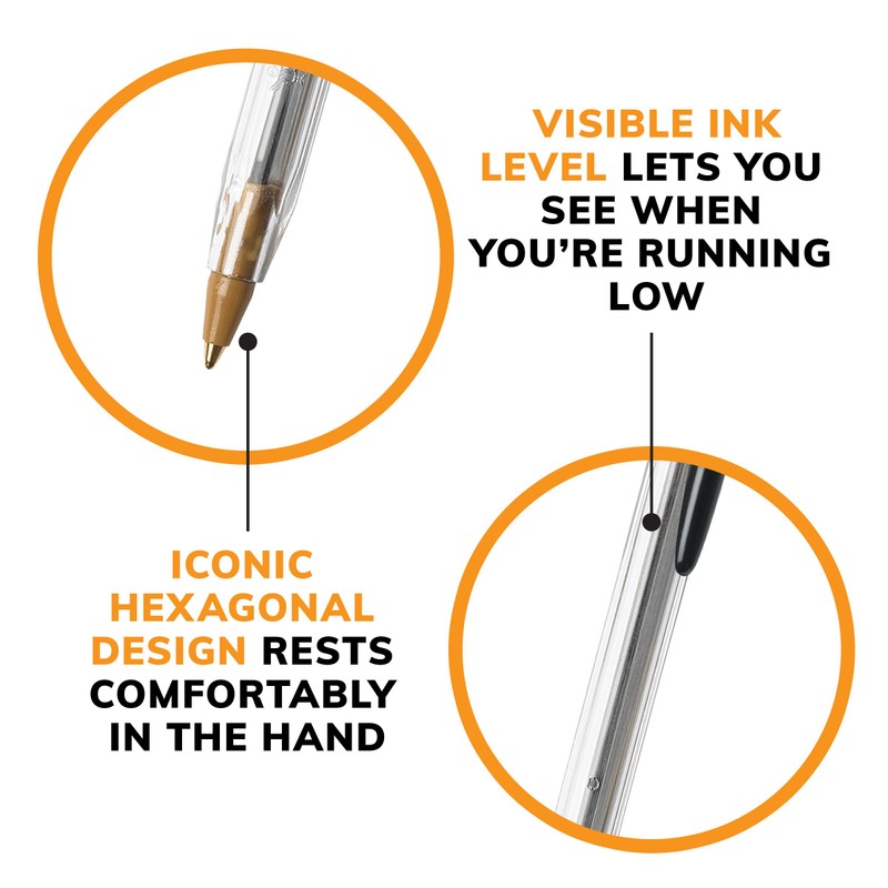 BIC Cristal Xtra Smooth Black Ballpoint Pens, Medium Point (1.0mm),