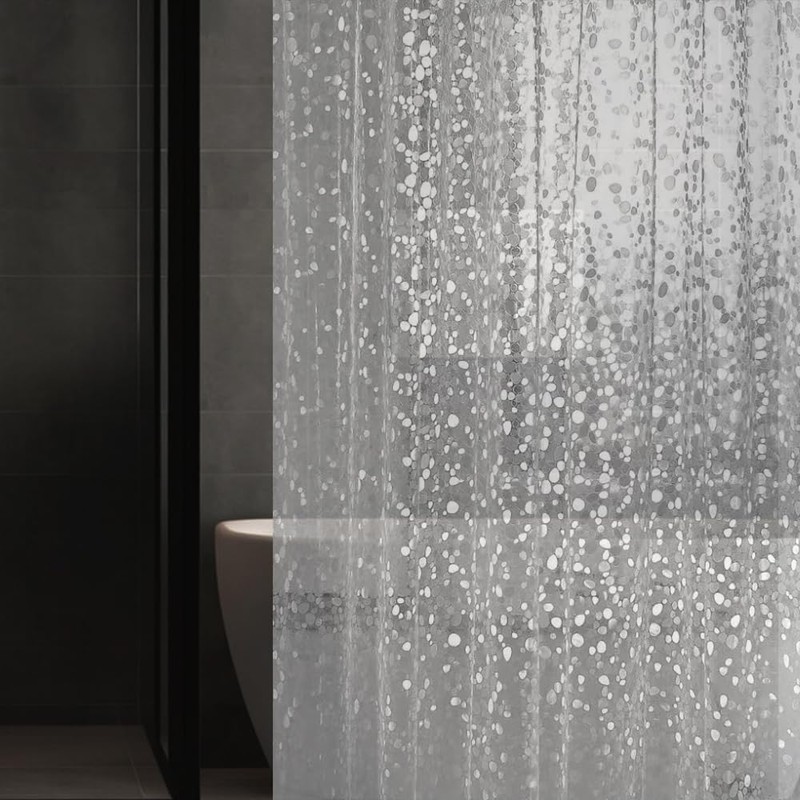 Hereisa 3D Pebble Shower Curtain Liner (NO Hooks, Extra Long