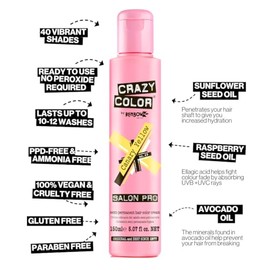 Crazy Color Crema de color semipermanente para el cabello, 150 ml, Amarillo canario