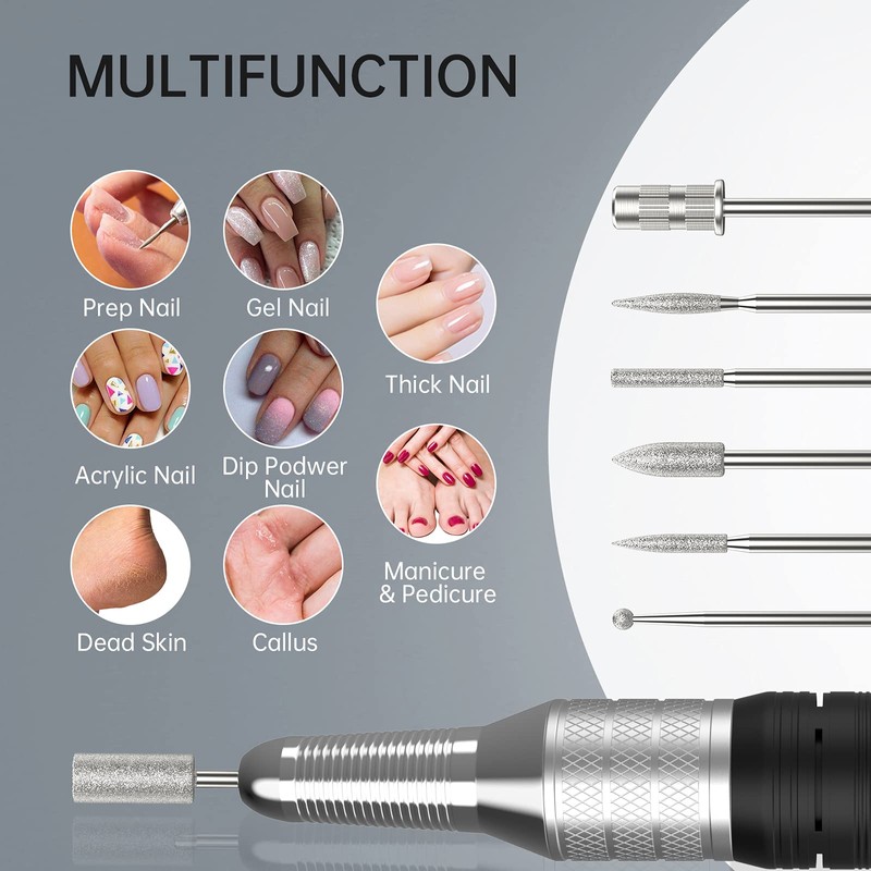 Kredioo Nail Drill Machine for Acrylic Nails, 35000RPM Professional Portable