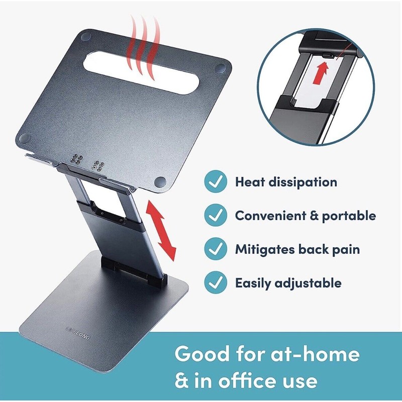 Lifelong Laptop Stand For Desk, Adjustable 11-17in, Ergonomic Riser