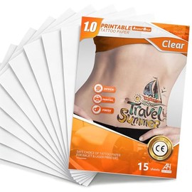 Papel para Tatuajes Temporales, Tattoo Paper para Impresoras de InyeccióN de Tinta, 15 hojas A4, Autoadhesivo, Impermeable, Patrones Personalizados de